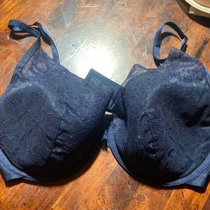 Lightest Lift Lace Plunge Navy Bra 38DD